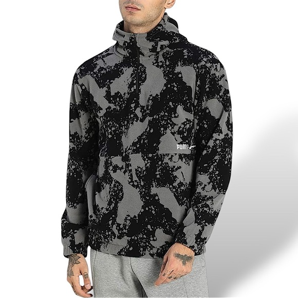 Puma Polarfleece Half Zip Black Gray Men’s Large - Picture 1 of 16